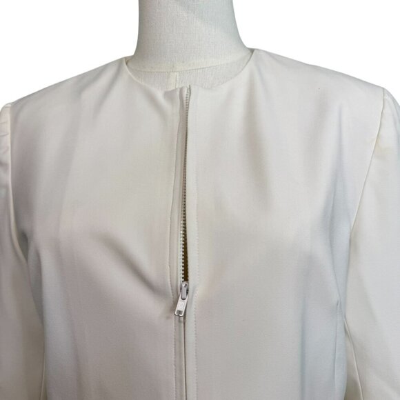 Oscar de la Renta Vintage zip front ivory jacket with zip pockets. Size:8 - Picture 8 of 8
